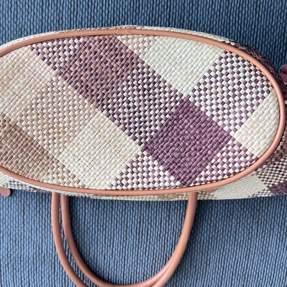 Etienne Aigner Straw Woven Butterfly Purse Plaid GUC - Picture 6 of 12